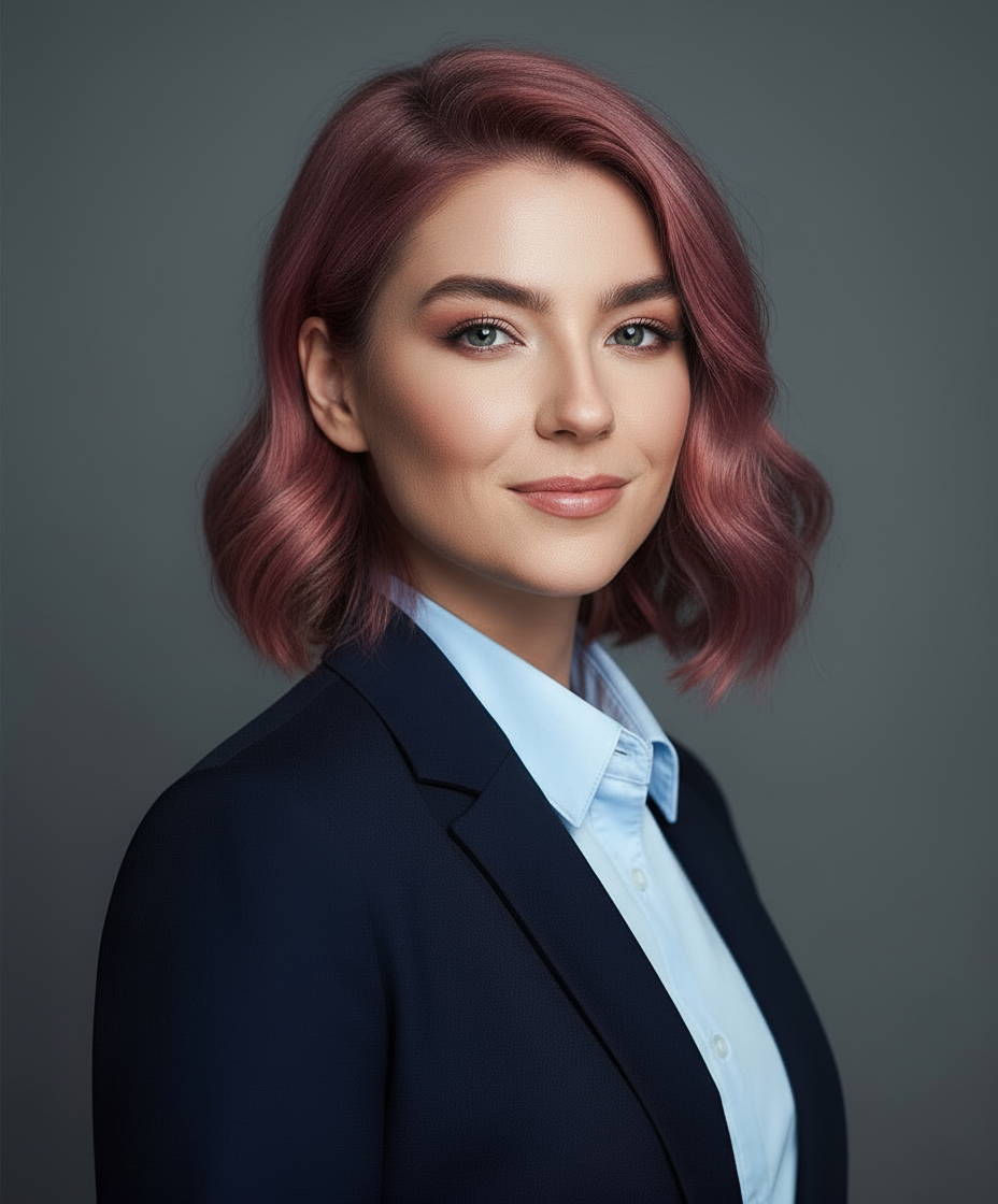 Custom edited headshot with serious expression