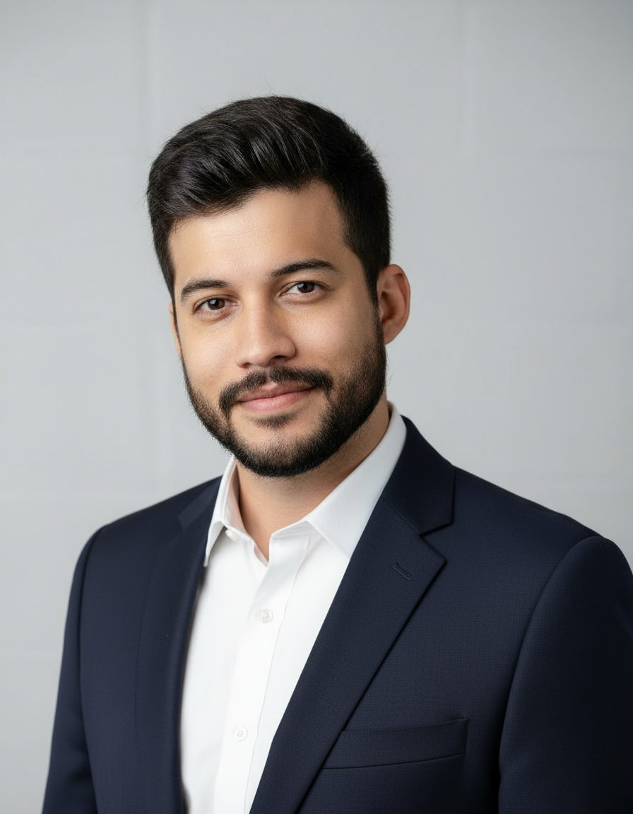 Custom edited headshot with blue blazer
